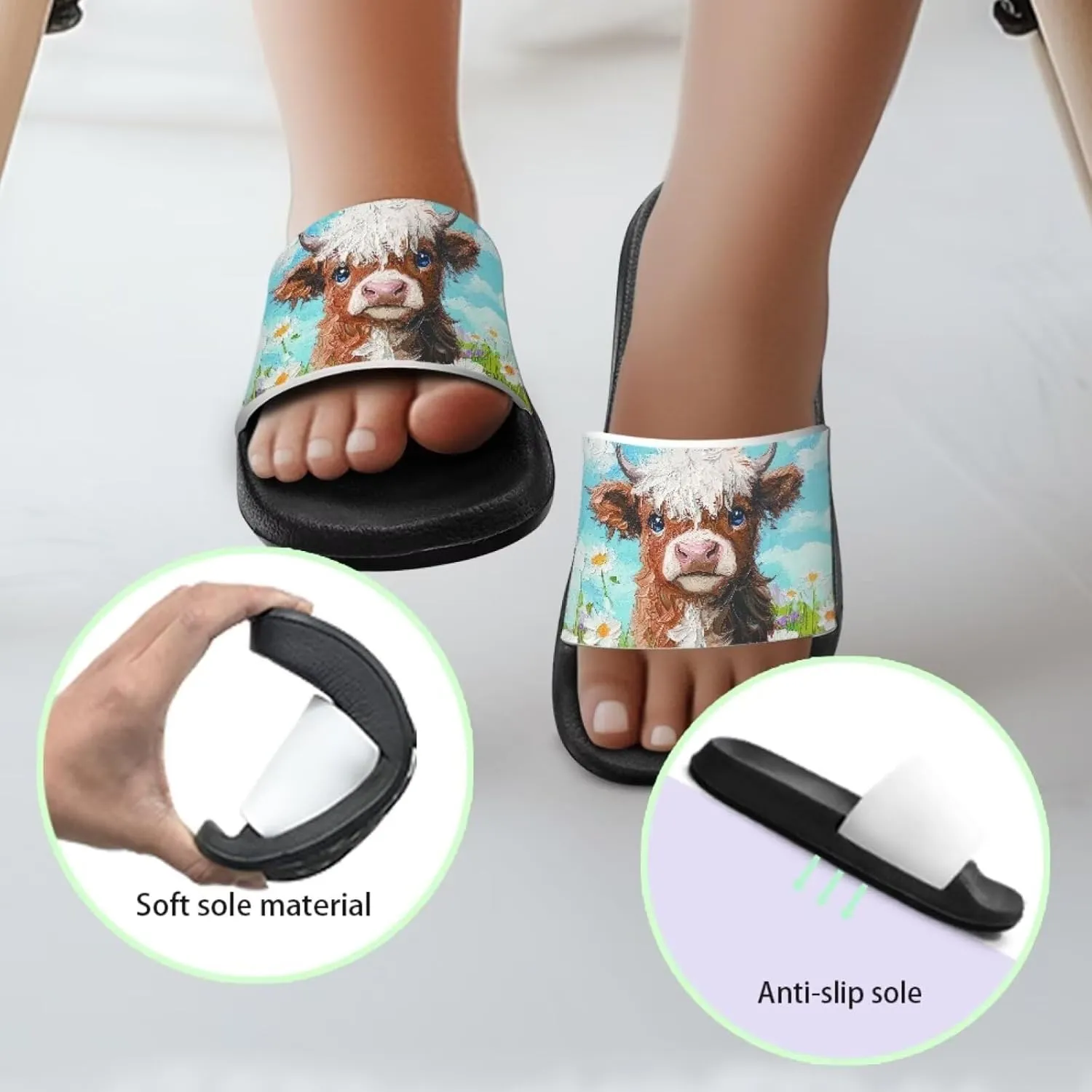 Kids Slides Boys Shower Slippers Slip Anti-Skid Home Bath Slippers Non-slip Cute Summer Beach Pool Shoes Toddler