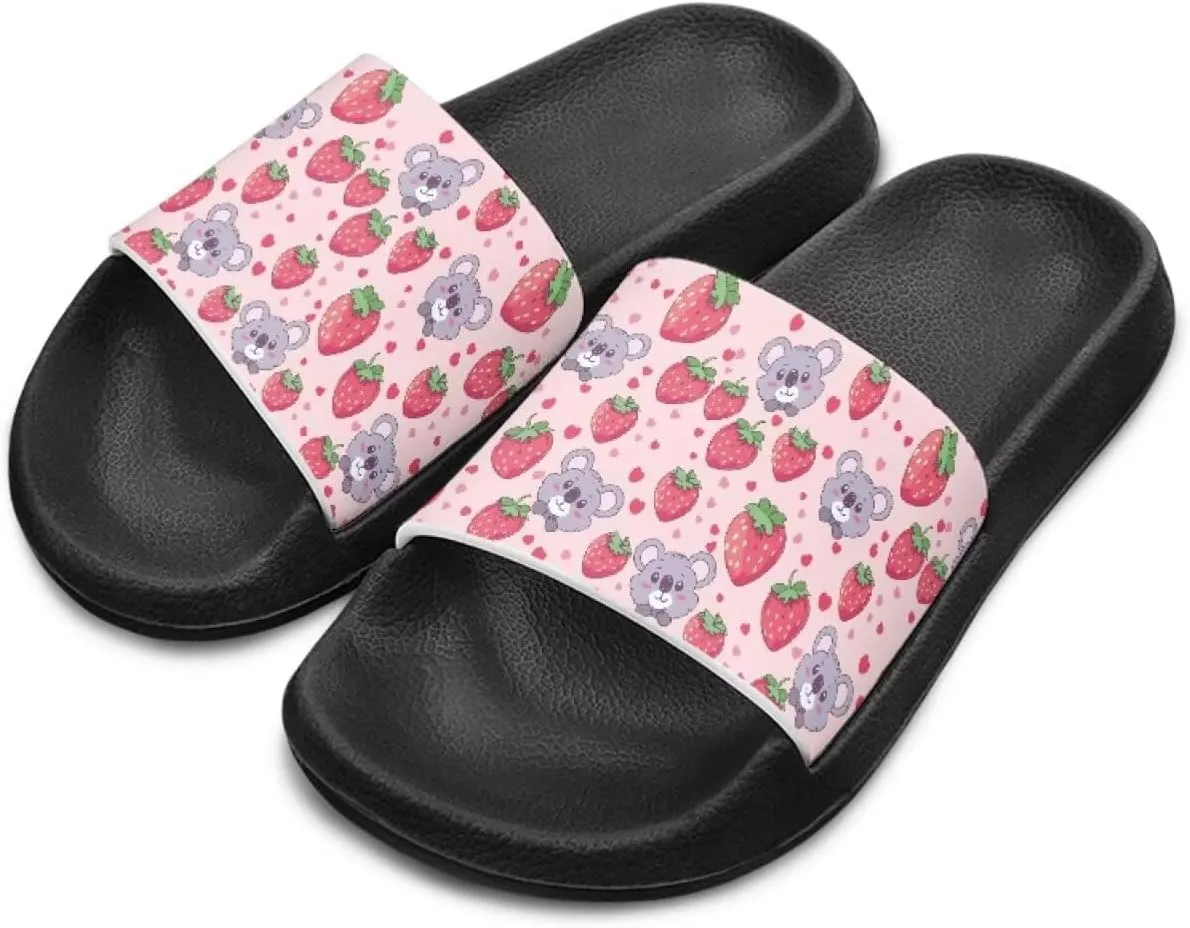 Kids Slides Girls Boys Toddlers Shower Slippers Cute Cartoon Open Toe Sandals Cushioned Thick Sole Beach Pool Shoes