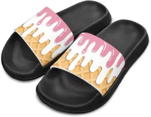Kids Slides Girls Boys Toddlers Shower Slippers Cute Cartoon Open Toe Sandals Cushioned Thick Sole Beach Pool Shoes