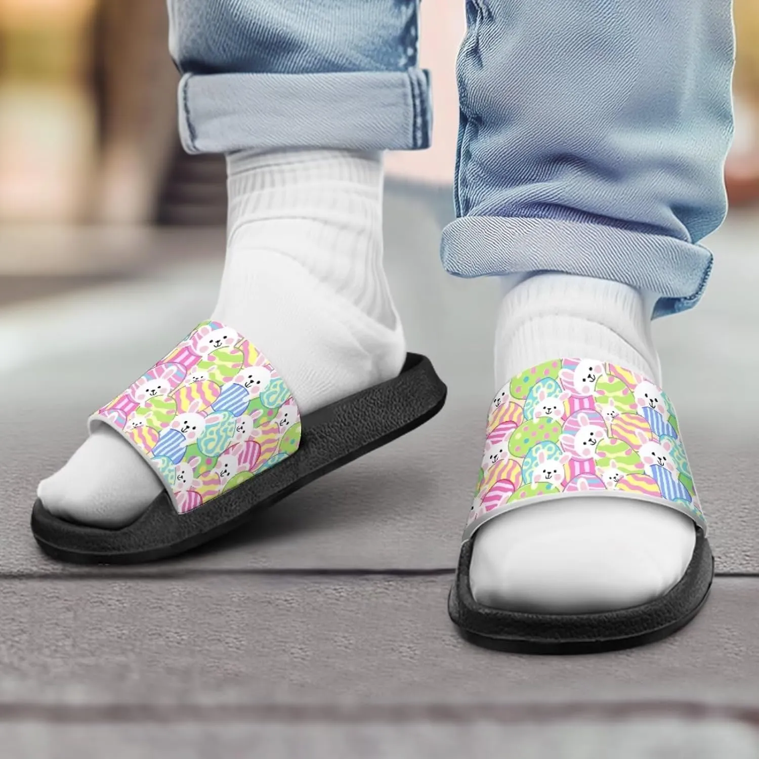 Kids Slides Girls Boys Toddlers Shower Slippers Cute Cartoon Open Toe Sandals Cushioned Thick Sole Beach Pool Shoes