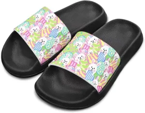 Kids Slides Girls Boys Toddlers Shower Slippers Cute Cartoon Open Toe Sandals Cushioned Thick Sole Beach Pool Shoes