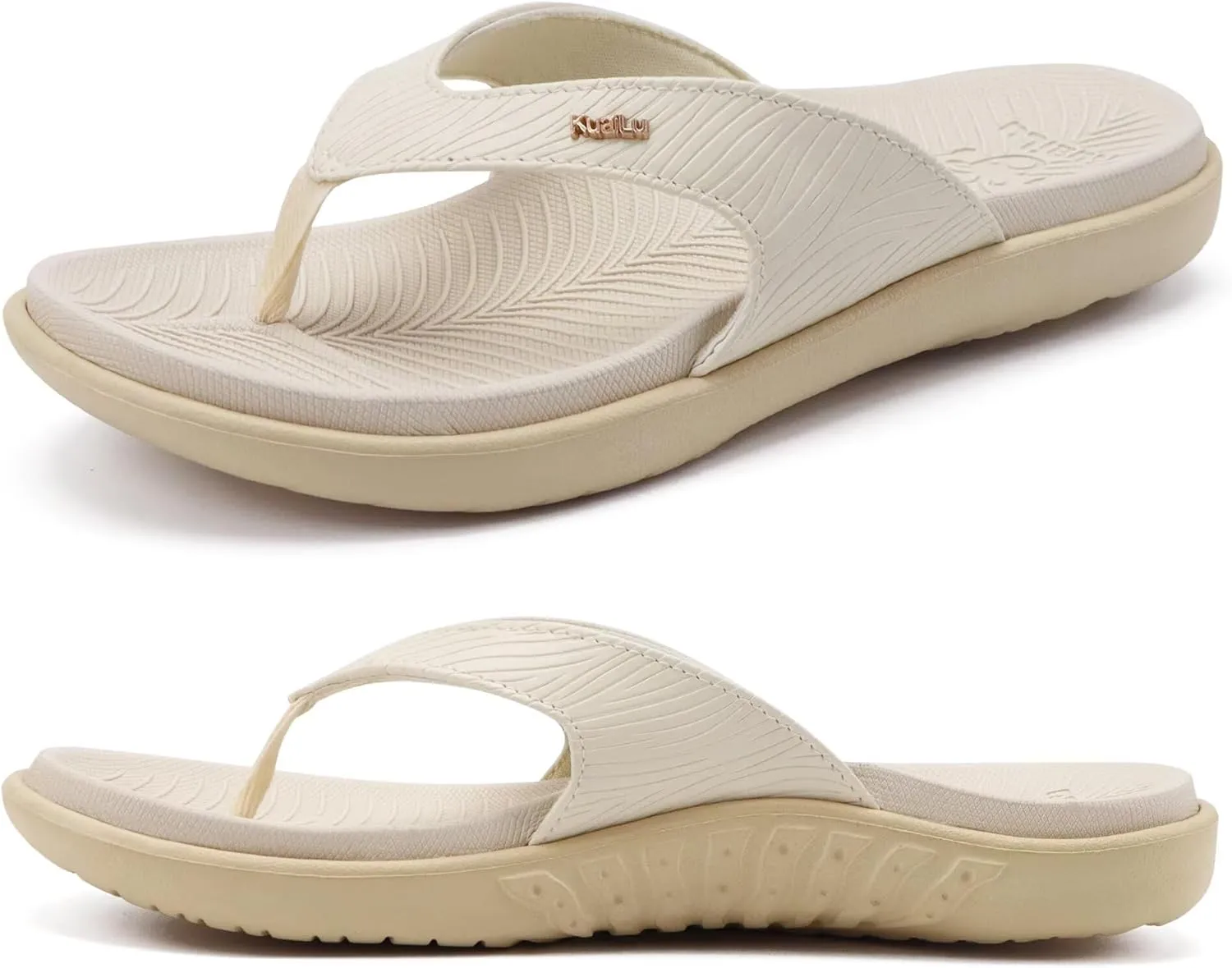 KuaiLu Flip Flops For Women Ladies Orthotic Yoga Mat Cushion Sandals Dressy Womans Lightweight Summer Slip On Beach Thong Sandles with Comfortable Arch Support (US Size 5-12)