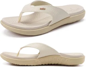 KuaiLu Flip Flops For Women Ladies Orthotic Yoga Mat Cushion Sandals Dressy Womans Lightweight Summer Slip On Beach Thong Sandles with Comfortable Arch Support (US Size 5-12)