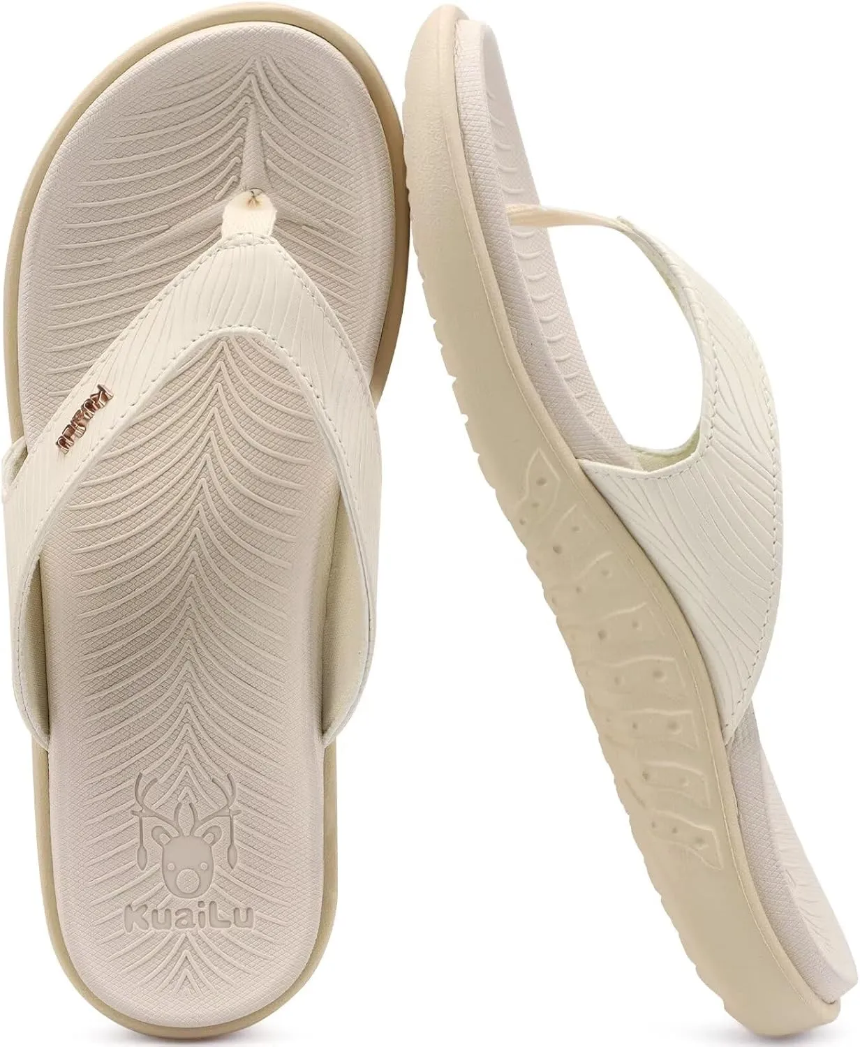 KuaiLu Flip Flops For Women Ladies Orthotic Yoga Mat Cushion Sandals Dressy Womans Lightweight Summer Slip On Beach Thong Sandles with Comfortable Arch Support (US Size 5-12)