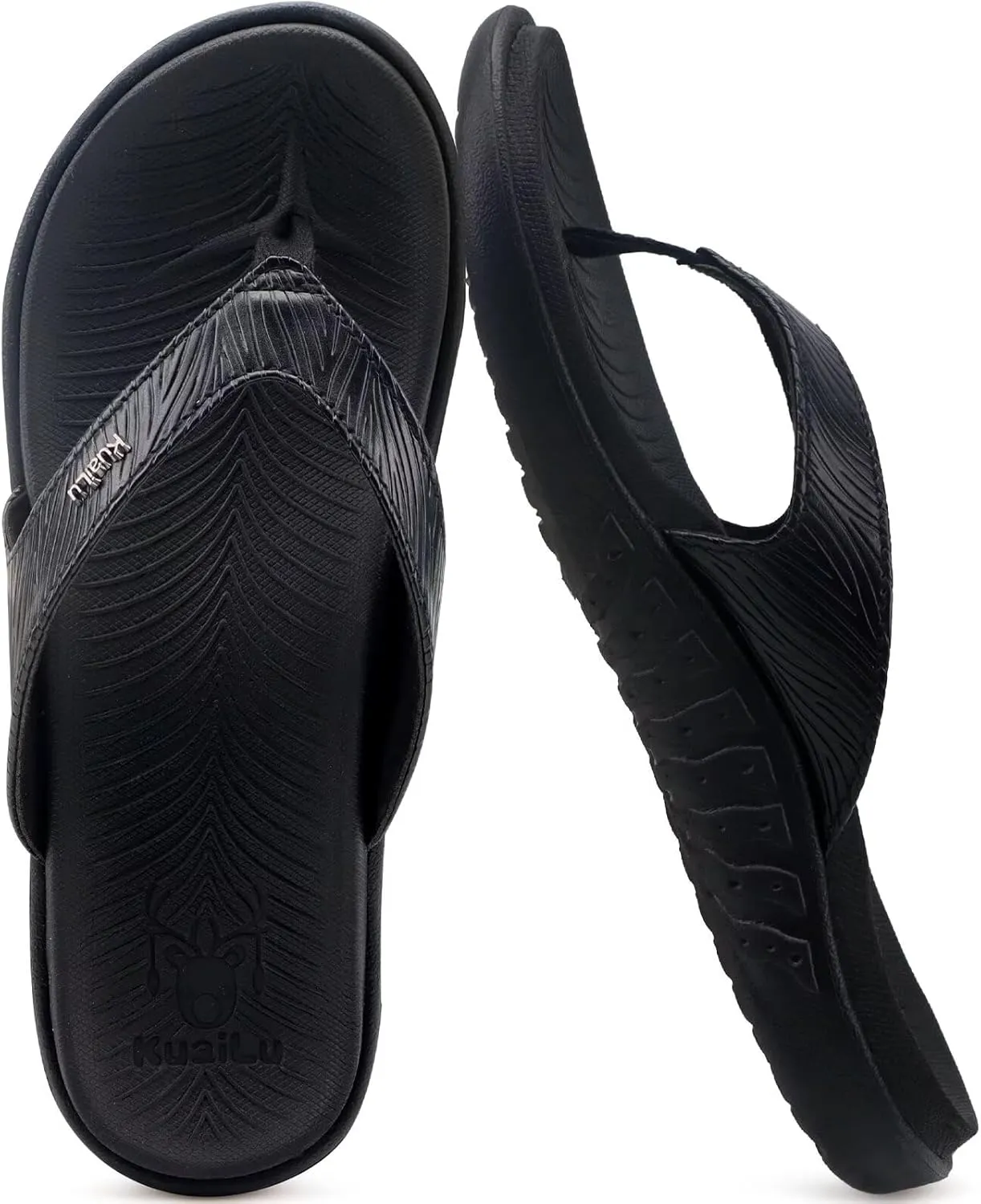 KuaiLu Flip Flops For Women Ladies Orthotic Yoga Mat Cushion Sandals Dressy Womans Lightweight Summer Slip On Beach Thong Sandles with Comfortable Arch Support (US Size 5-12)
