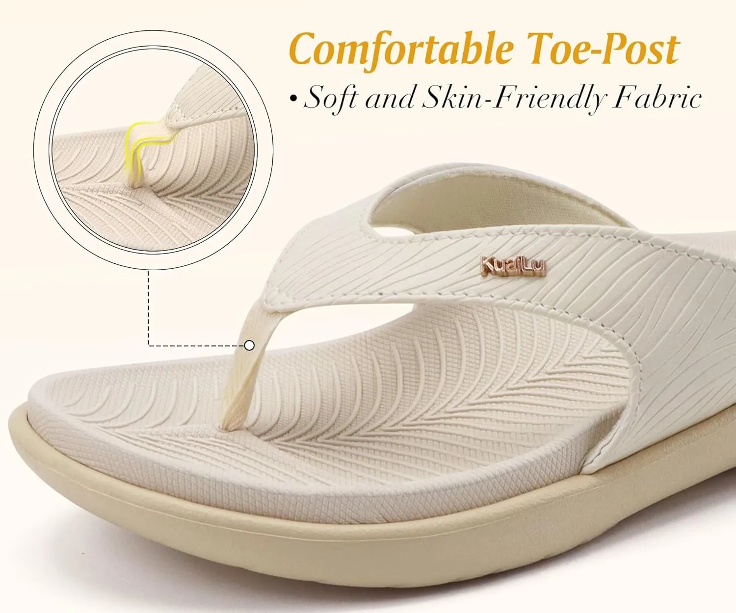 KuaiLu Flip Flops For Women Ladies Orthotic Yoga Mat Cushion Sandals Dressy Womans Lightweight Summer Slip On Beach Thong Sandles with Comfortable Arch Support (US Size 5-12)