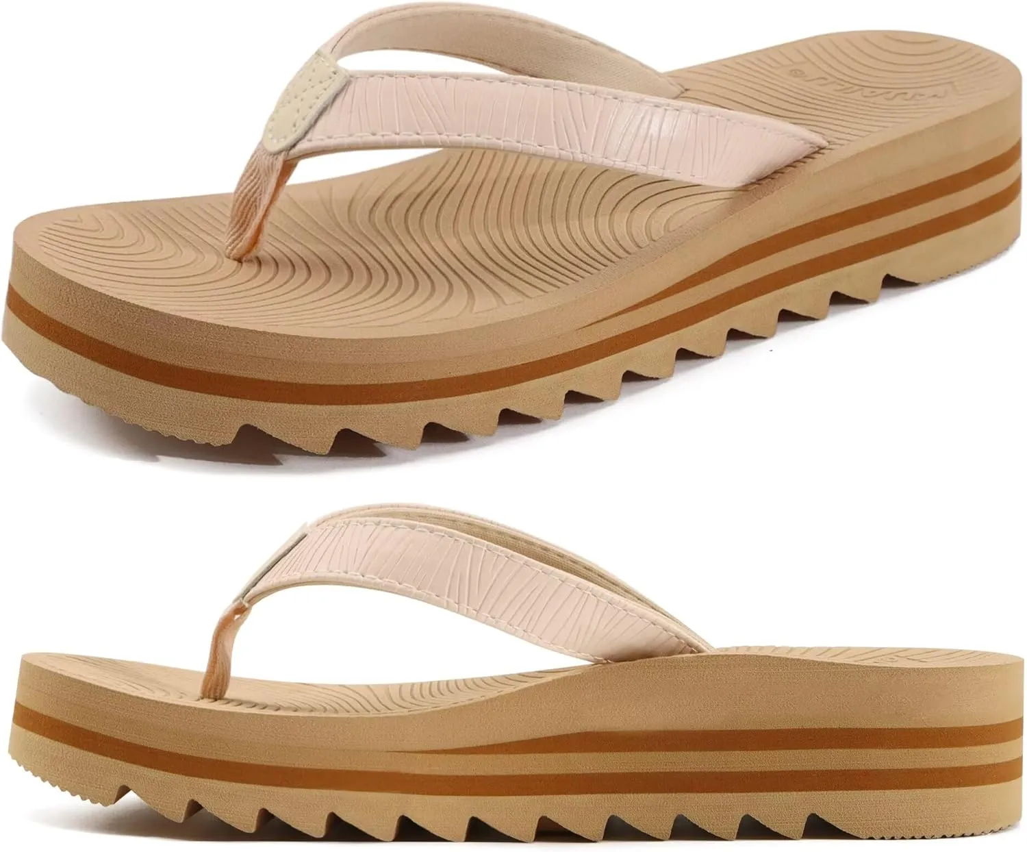 KuaiLu Women’s Flip Flops Ladies Yoga Mat Platform Thong Sandals Dressy Womans Lightweight Summer Slip On Beach Flip Flop Sandles, Soft Cushion Footbed, Arch Support