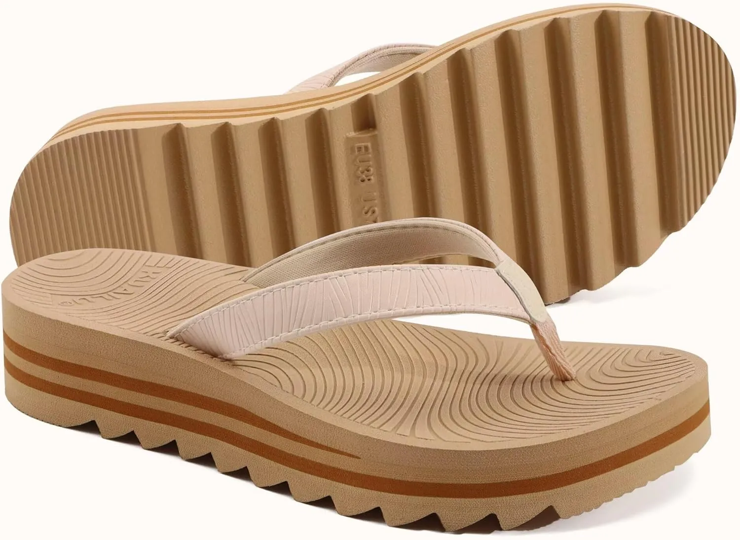 KuaiLu Women’s Flip Flops Ladies Yoga Mat Platform Thong Sandals Dressy Womans Lightweight Summer Slip On Beach Flip Flop Sandles, Soft Cushion Footbed, Arch Support