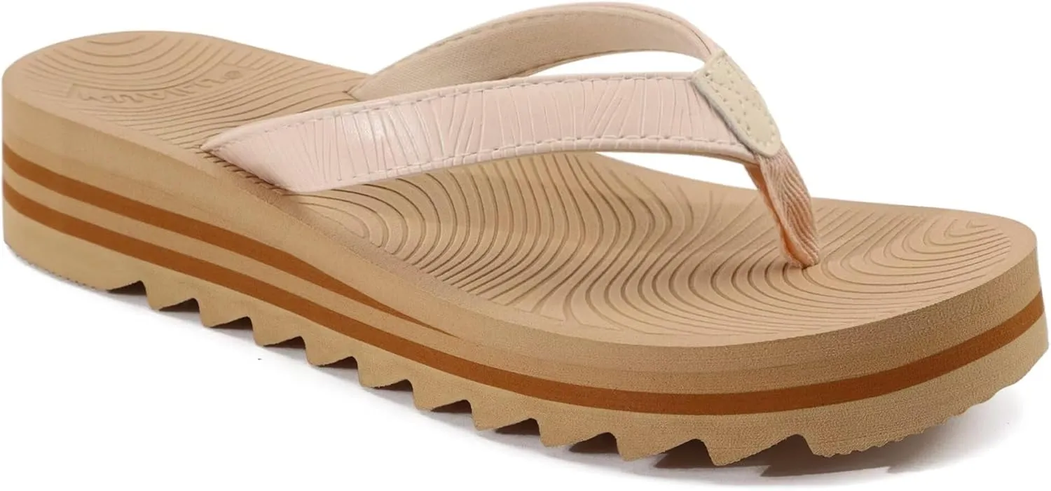 KuaiLu Women’s Flip Flops Ladies Yoga Mat Platform Thong Sandals Dressy Womans Lightweight Summer Slip On Beach Flip Flop Sandles, Soft Cushion Footbed, Arch Support