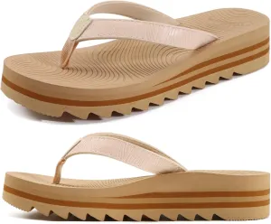 KuaiLu Women’s Flip Flops Ladies Yoga Mat Platform Thong Sandals Dressy Womans Lightweight Summer Slip On Beach Flip Flop Sandles, Soft Cushion Footbed, Arch Support