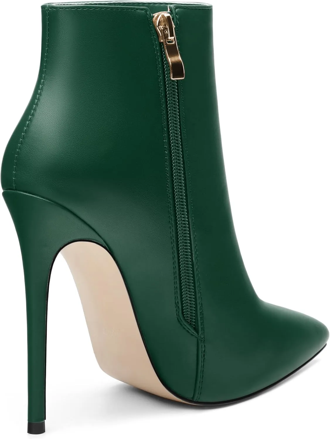 KUOARN Heeled Ankle Boots for Women Pointed Toe Stiletto High Heel 4.7 Inch Booties with Zipper Sexy Evening Party Dating Fall Shoes