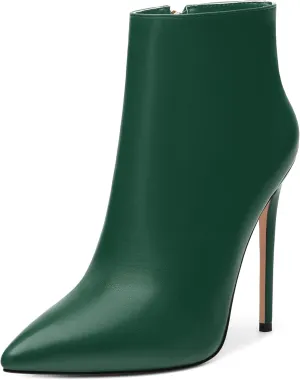 KUOARN Heeled Ankle Boots for Women Pointed Toe Stiletto High Heel 4.7 Inch Booties with Zipper Sexy Evening Party Dating Fall Shoes