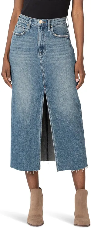 KUT from the Kloth Women's Jen Skirt A-line 5 Pockets-frt Slit Raw Hem