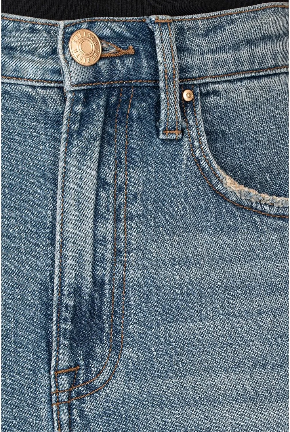 KUT from the Kloth Women's Jen Skirt A-line 5 Pockets-frt Slit Raw Hem
