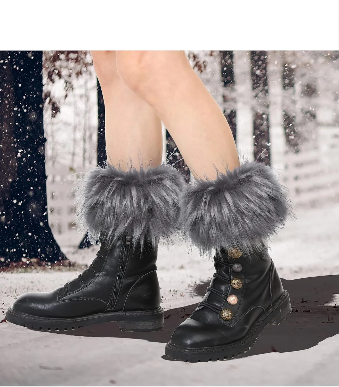 LA CARRIE Women Faux Fur Plush Leg Warmers Short Furry Fuzzy Leg Cuffs Girls Winter Knitted Boot