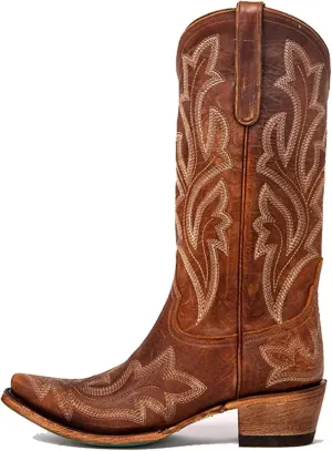 Ladmiple Cowboy Boots For Women Wide Calf Low Heel Knee High Seam Block Heel Pointed Toe Fashion Cowgirl Boots Slip-On