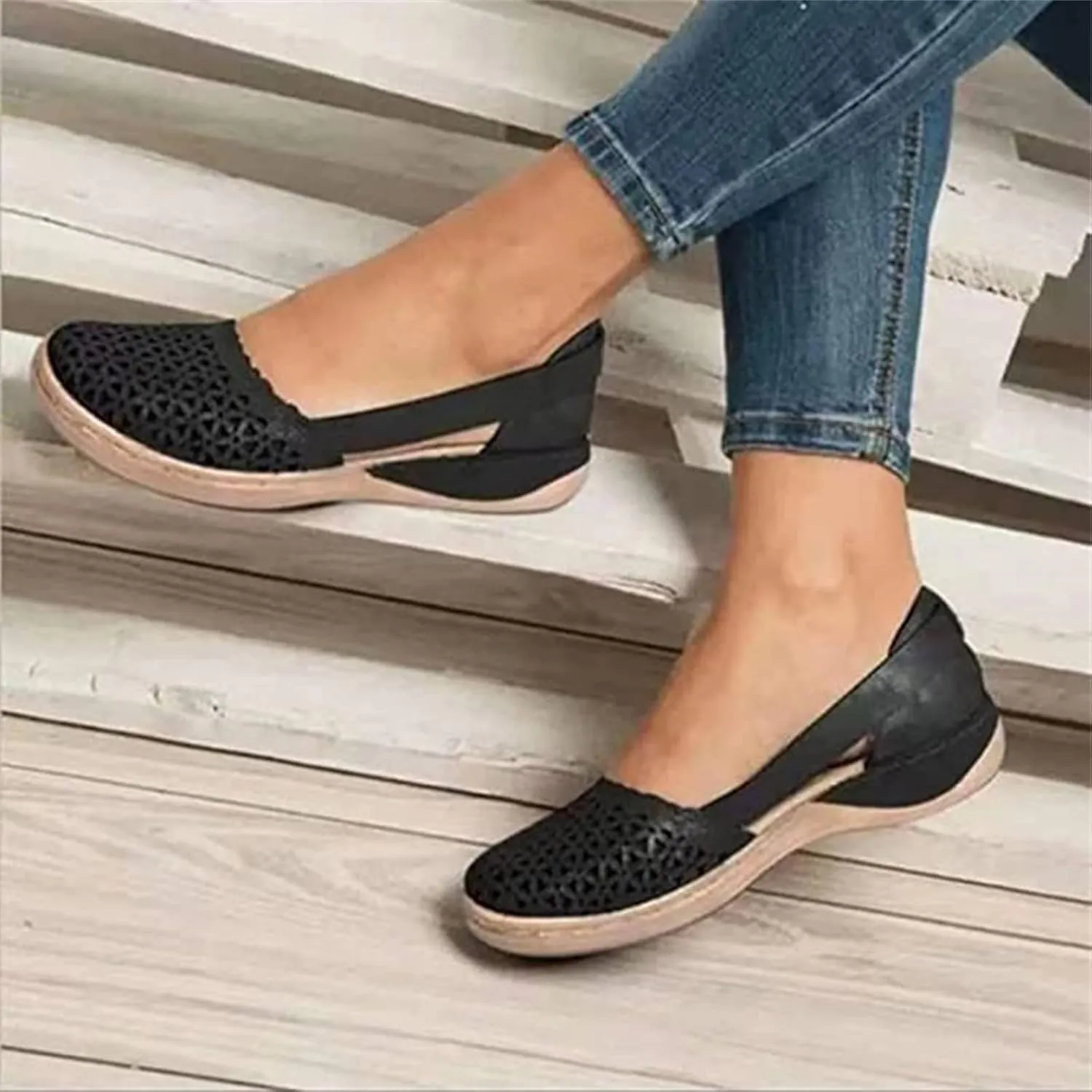 Ladmiple Sneakers For Women Slip On Low Top Comfort Walking Shoes Dressy Casual Summer Fashion Non Slip Flats Loafers