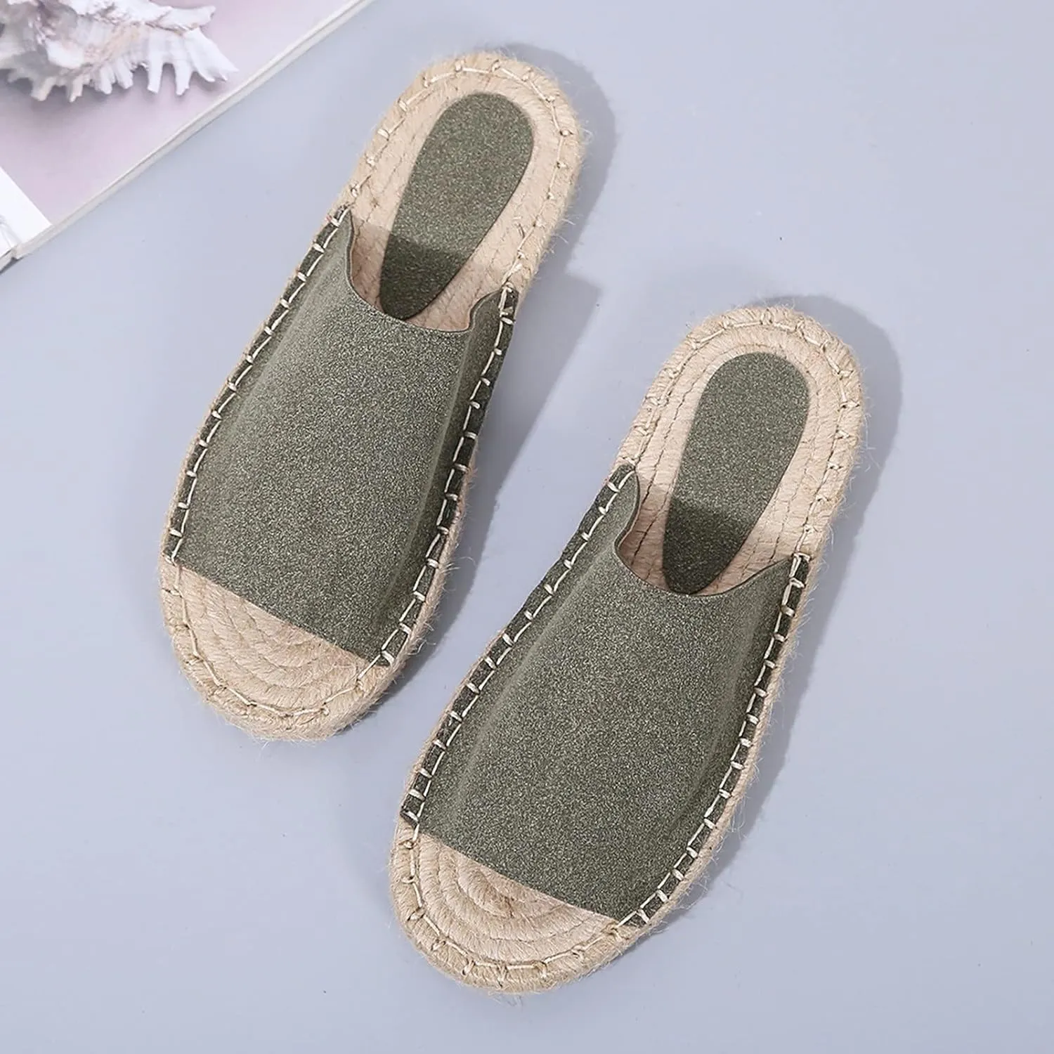 Lady Women Espadrilles Flat Slides Casual Summer Breathable Slip On Sandals Open Toe Boho Slippers