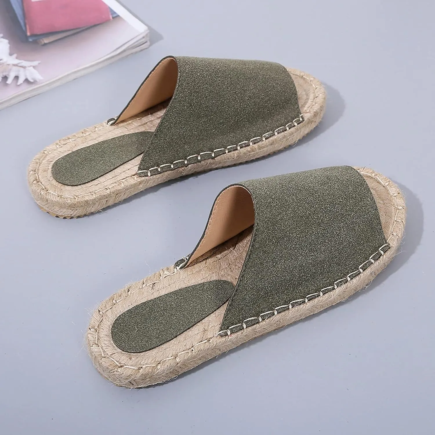 Lady Women Espadrilles Flat Slides Casual Summer Breathable Slip On Sandals Open Toe Boho Slippers