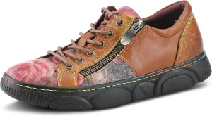 L'Artiste by Spring Step Women's Danli-Bloom Sneaker – Hand-Painted Leather Platform Shoes with Zipper & Lace-Up Closure, Removable Insole, Rainbow Stitching, Comfort Fit