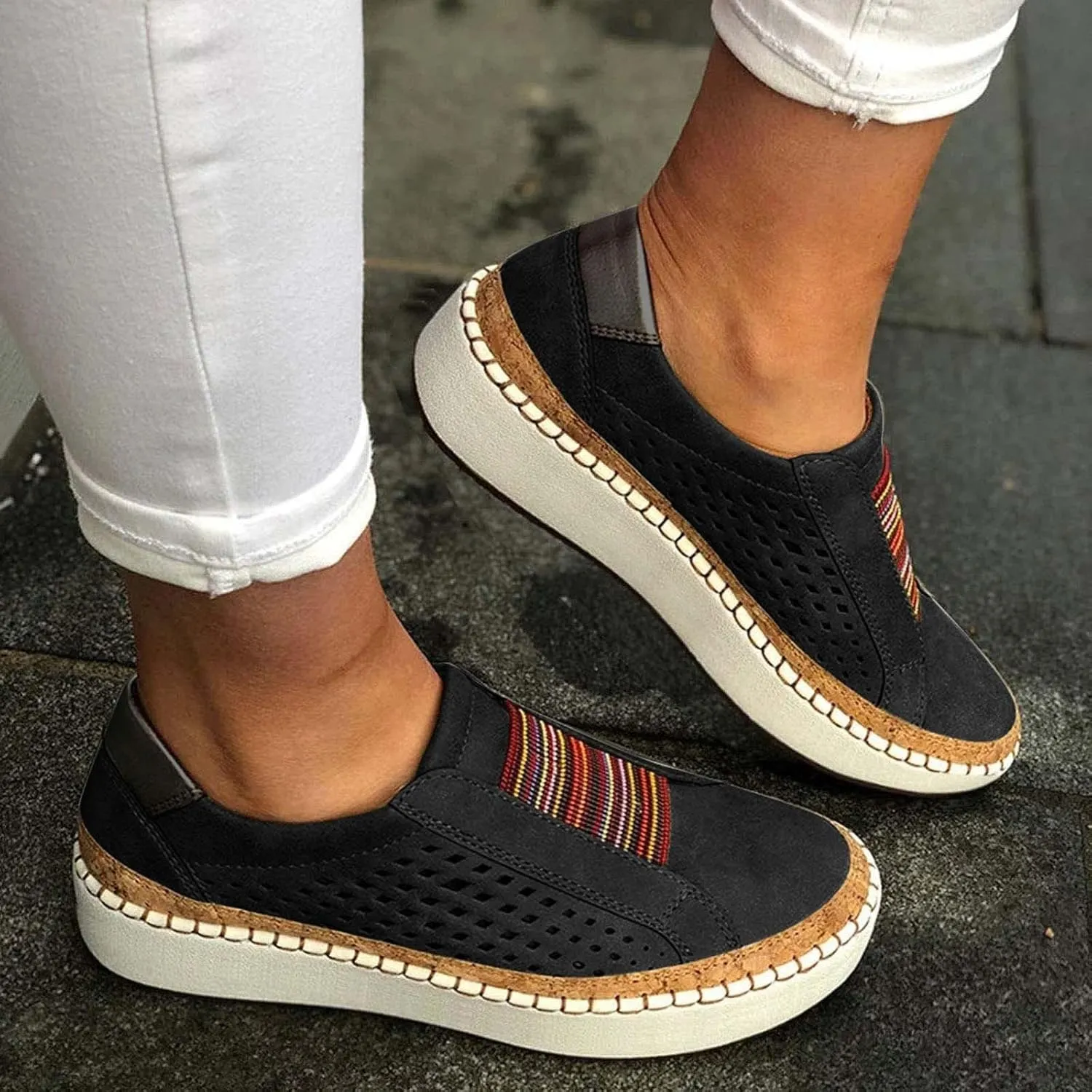 Lausiuoe Shoes for Women Sneakers Slip On Canvas Shoes Low Top Fashion Comfortable Classic Casual Soft Walking Flat Loafers