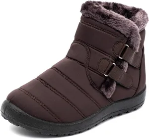 Lausiuoe Snow Boots For Women Waterproof Insulated Wide Width Winter Fur Lined Warm Slip On Ankle Booties Outdoor Shoes