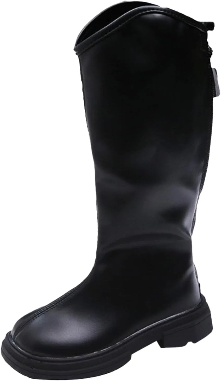 Leather Soft Long Boots For Childrens Boys Girls Kids 𝐖aterproof Sole Non Slip 𝗟ow Heel Shoes Outdoor Comfy Fashion