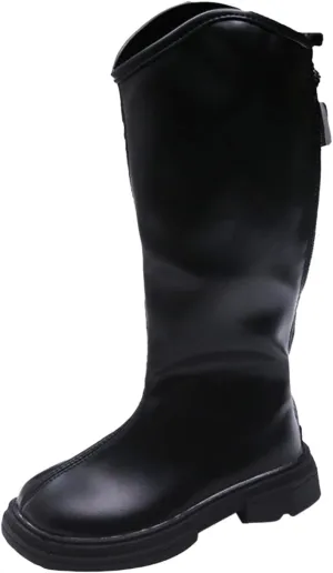 Leather Soft Long Boots For Childrens Boys Girls Kids 𝐖aterproof Sole Non Slip 𝗟ow Heel Shoes Outdoor Comfy Fashion