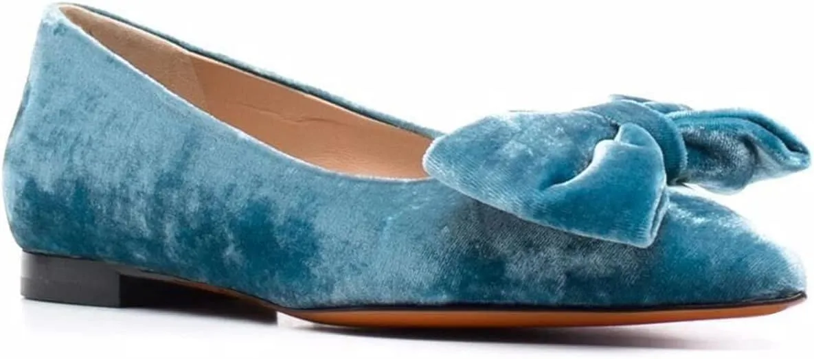 LEHOOR Women Bow Flats Pointed Toe Slip-on Flats Comfortable Velvet Ballet Flats 0.5 Inch Flat Heel Shoes Closed-Toe Dress Flats Cute Casual Drive Flats Office Ladies Work Daily Party Club 4-11 M US