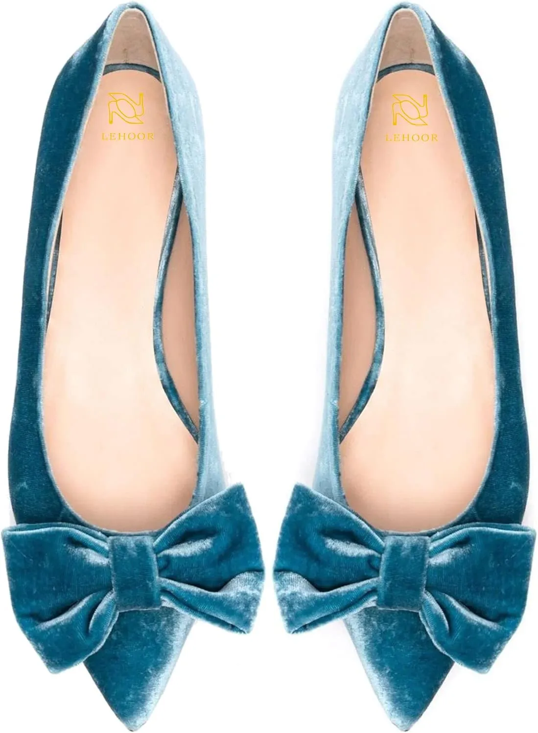 LEHOOR Women Bow Flats Pointed Toe Slip-on Flats Comfortable Velvet Ballet Flats 0.5 Inch Flat Heel Shoes Closed-Toe Dress Flats Cute Casual Drive Flats Office Ladies Work Daily Party Club 4-11 M US