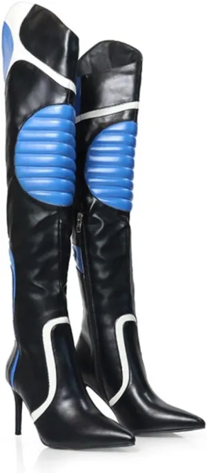 Liliana Women's Mantra-1 Pointed Toe Motersport Over The Knee High Boot With Stiletto Heel