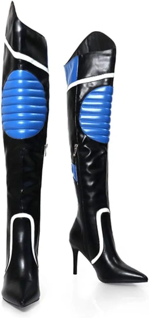 Liliana Women's Mantra-1 Pointed Toe Motersport Over The Knee High Boot With Stiletto Heel