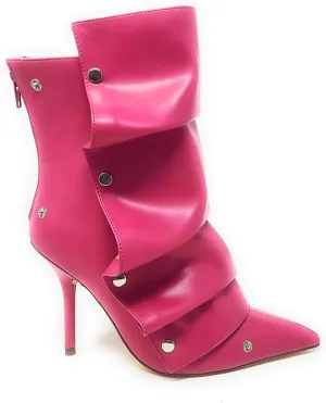 Liliana Women's Pointed Toe High Heels Button Detachable Fold Over Boots