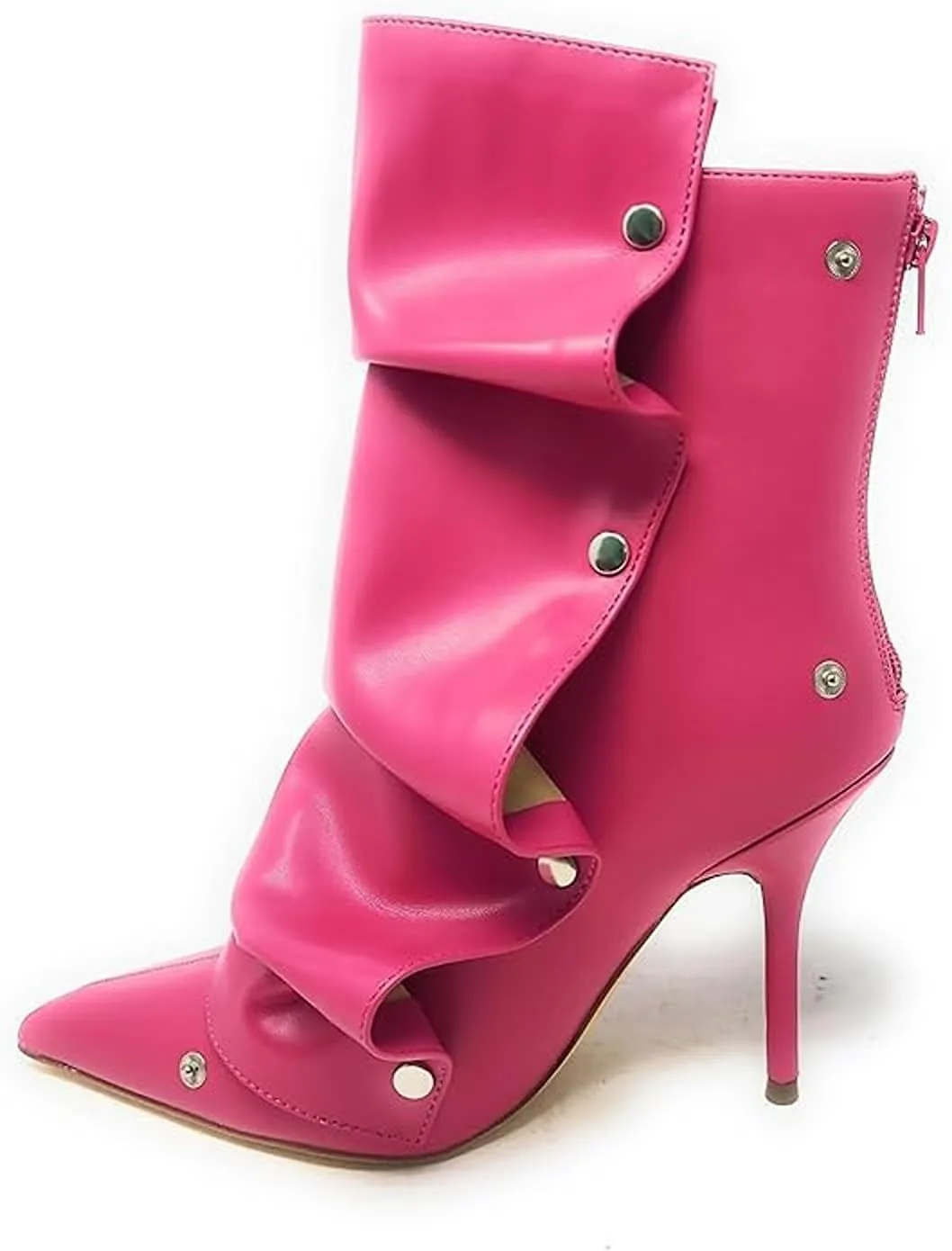 Liliana Women's Pointed Toe High Heels Button Detachable Fold Over Boots