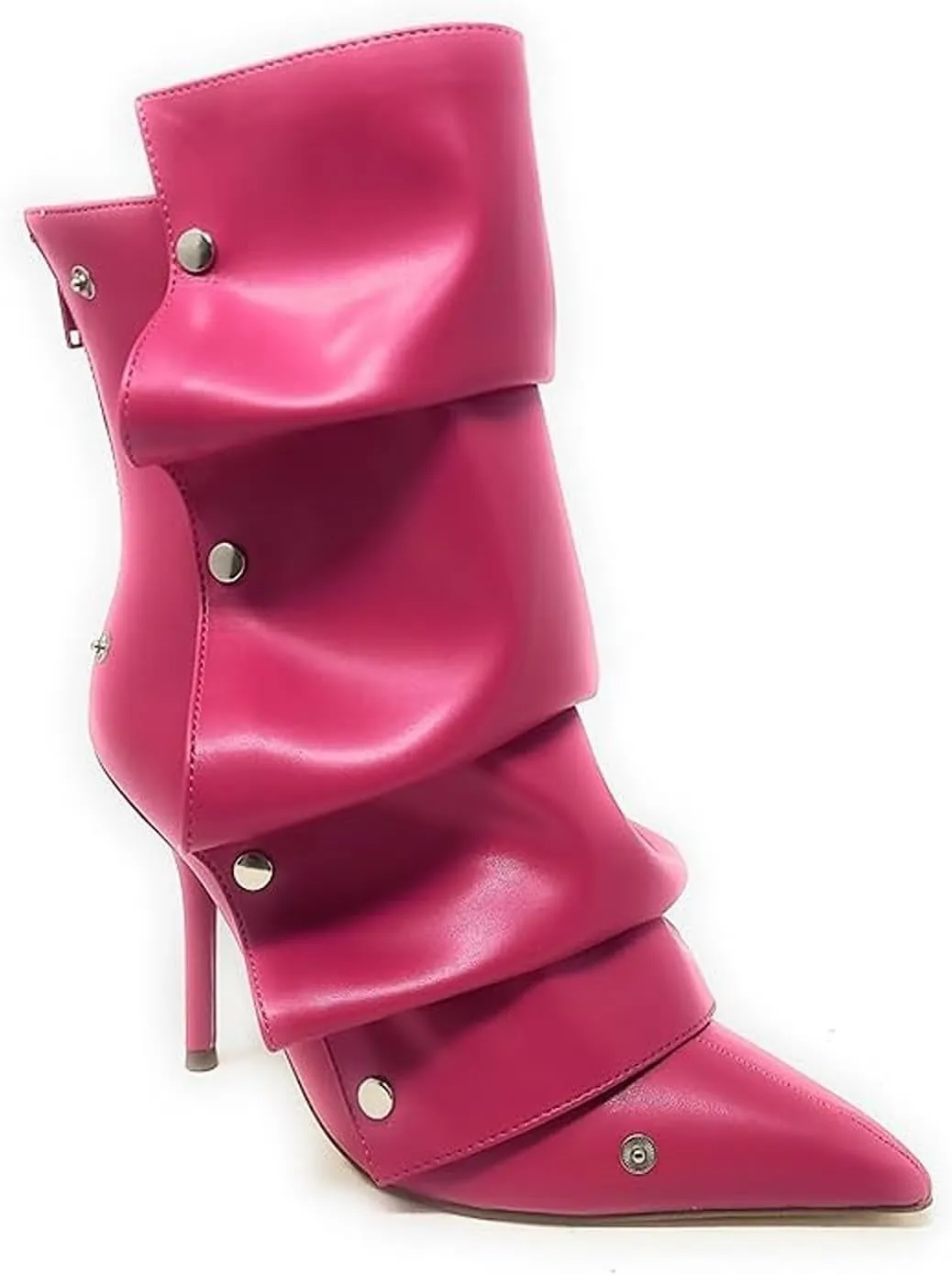 Liliana Women's Pointed Toe High Heels Button Detachable Fold Over Boots