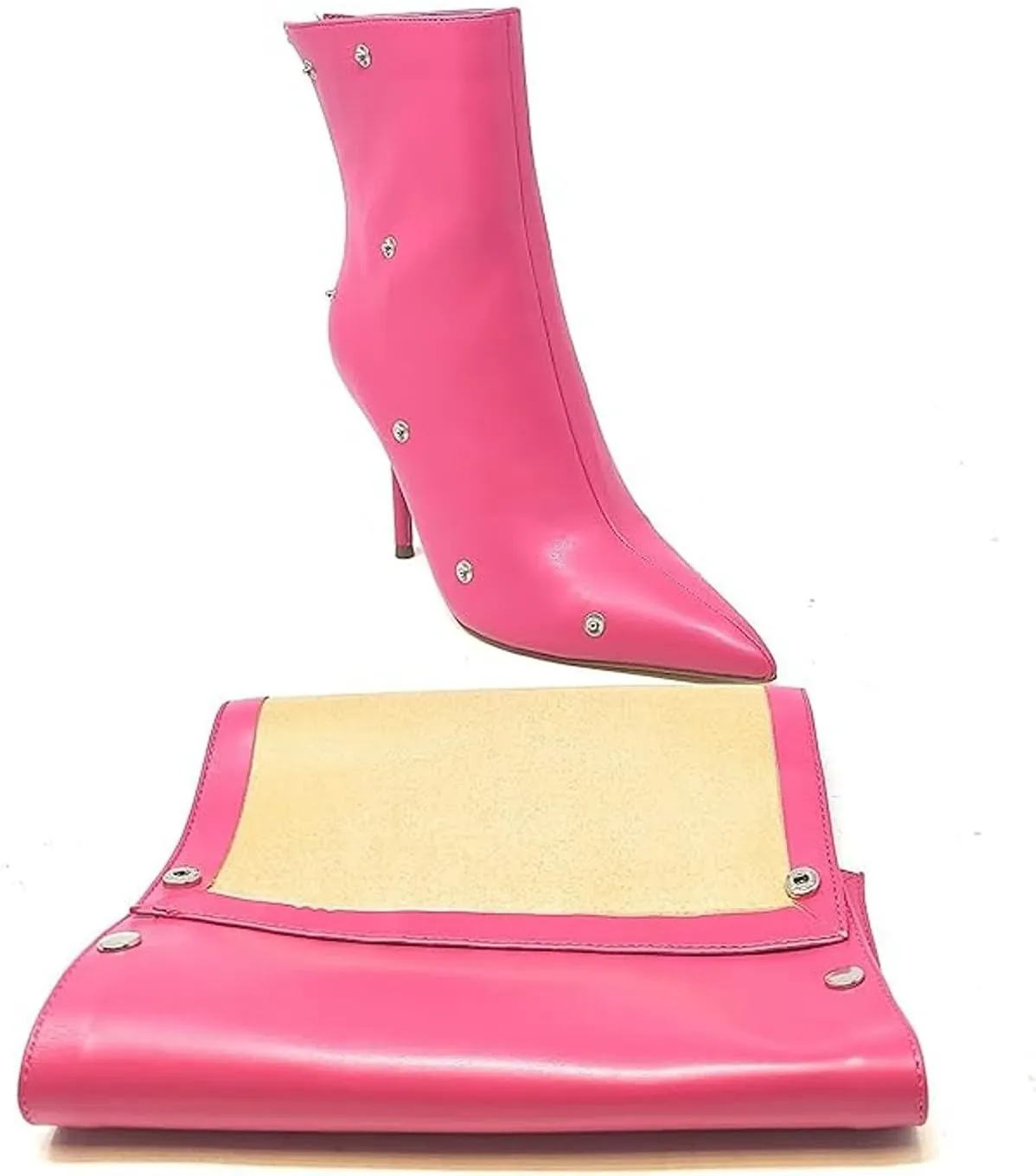 Liliana Women's Pointed Toe High Heels Button Detachable Fold Over Boots