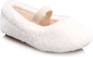 Little Girl's Fluffy Ballet Mary Jane Flats Shoes Faux Fur Slip On Loafer House Slippers
