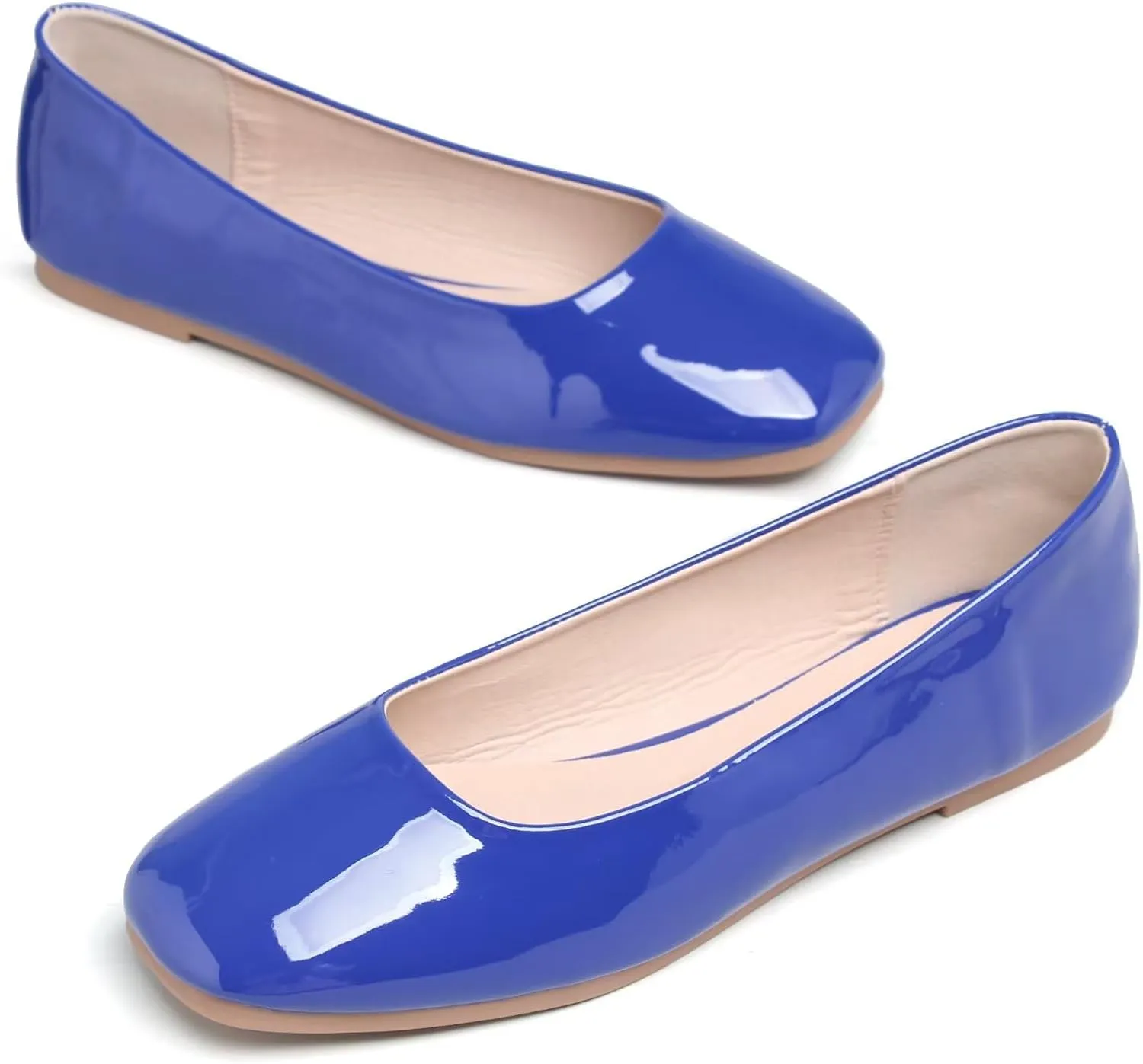 LUXINYU Flats for Women Classic Pointed Toe Slip-On Ballet Flats Soft Pu Leather Dress Shoes Comfortable Loafers Lightweight