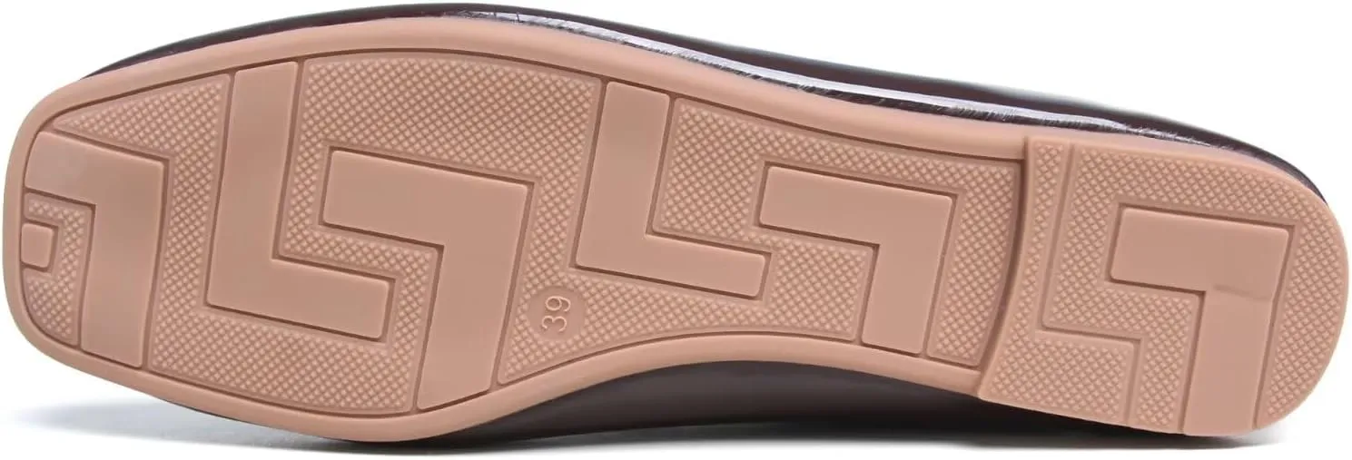 LUXINYU Flats for Women Classic Pointed Toe Slip-On Ballet Flats Soft Pu Leather Dress Shoes Comfortable Loafers Lightweight