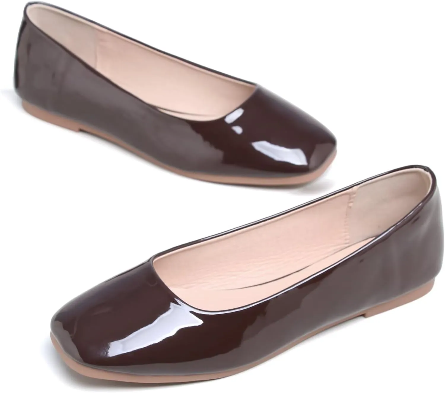 LUXINYU Flats for Women Classic Pointed Toe Slip-On Ballet Flats Soft Pu Leather Dress Shoes Comfortable Loafers Lightweight