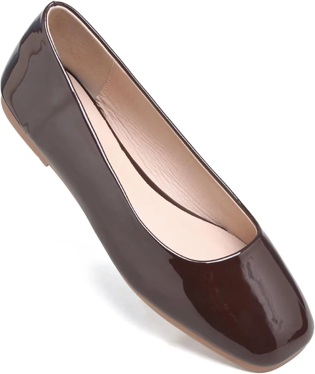LUXINYU Flats for Women Classic Pointed Toe Slip-On Ballet Flats Soft Pu Leather Dress Shoes Comfortable Loafers Lightweight