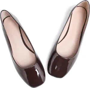 LUXINYU Flats for Women Classic Pointed Toe Slip-On Ballet Flats Soft Pu Leather Dress Shoes Comfortable Loafers Lightweight