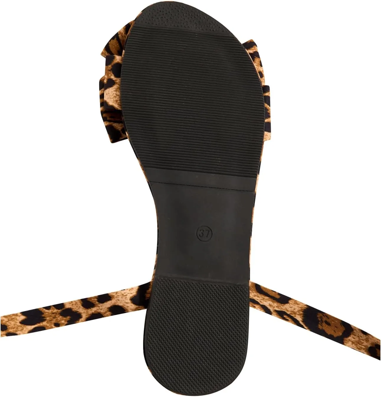 MakeMeChic Women's Cheetah Print Bow Flat Sandals Lace Up Sandals Open Toe Dressy Slide Sandals