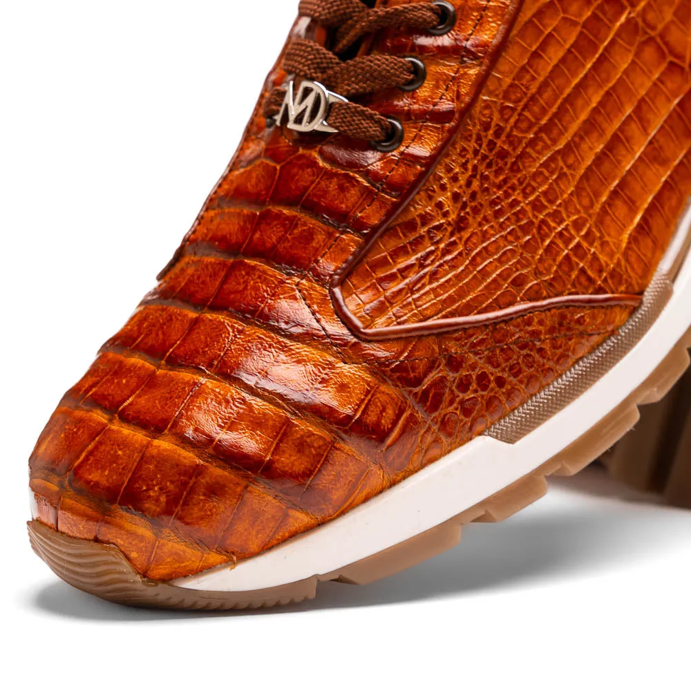 Marco Di Milano Alonzo Cognac All Over Caiman Crocodile Sneakers