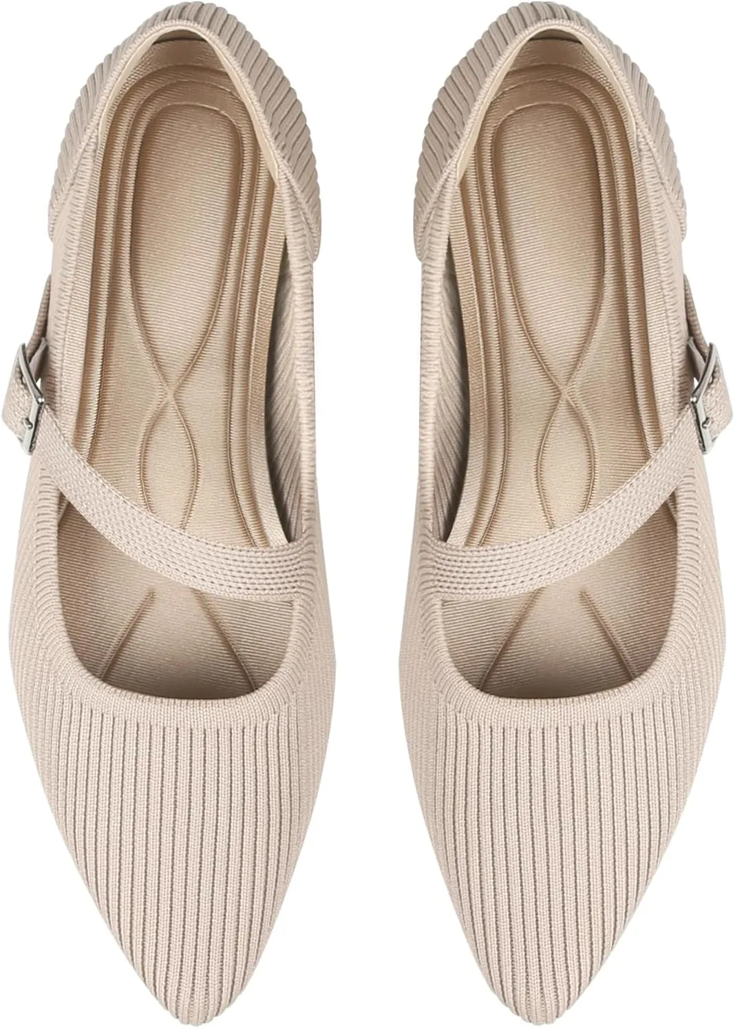 Mary Jane Flats Shoes Women Pointed Toe Ballet Flats Dressy Flats for Women Knit Flats Comfort Breathable Lightweight Washable Flats Shoes