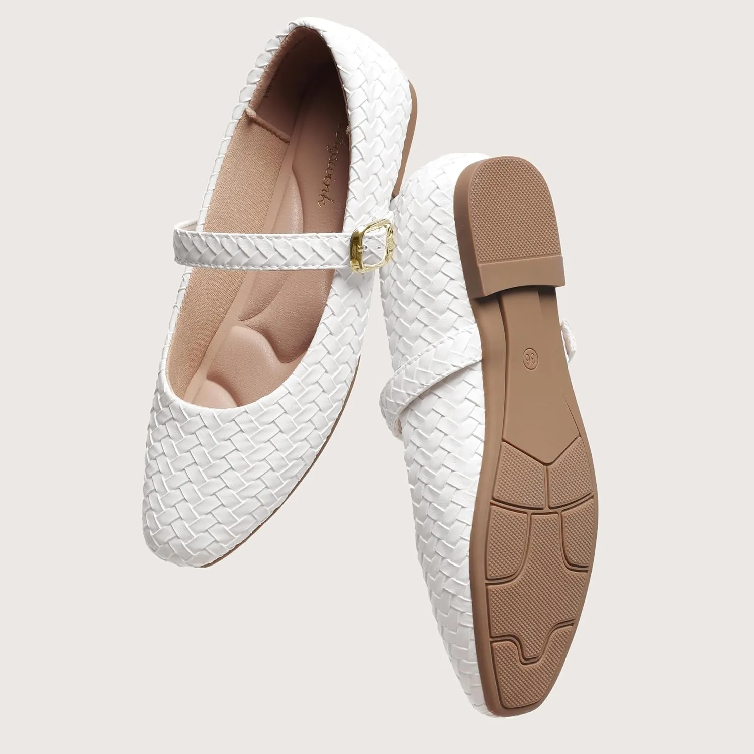 Mary Jane Shoes Women Flats Ballet Flats with Strap Square Toe Buckle MaryJanes for Women Dressy Comfortable