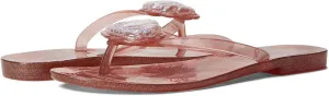 Melissa Shoes Harmonic XV - Thong Slippers for Women - Smooth Man-Made Lining - Sparkly Seashell Accent Pink 6 M