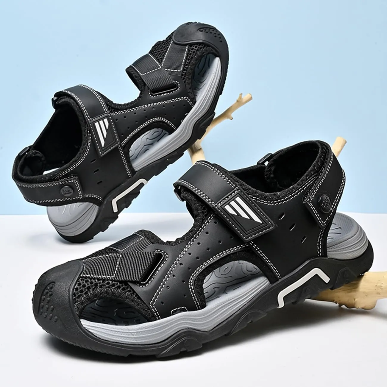 Mens Beach Sandals Outdoor Hiking Sandals Platform Water Shoes for Travel Walking Trekking Camping