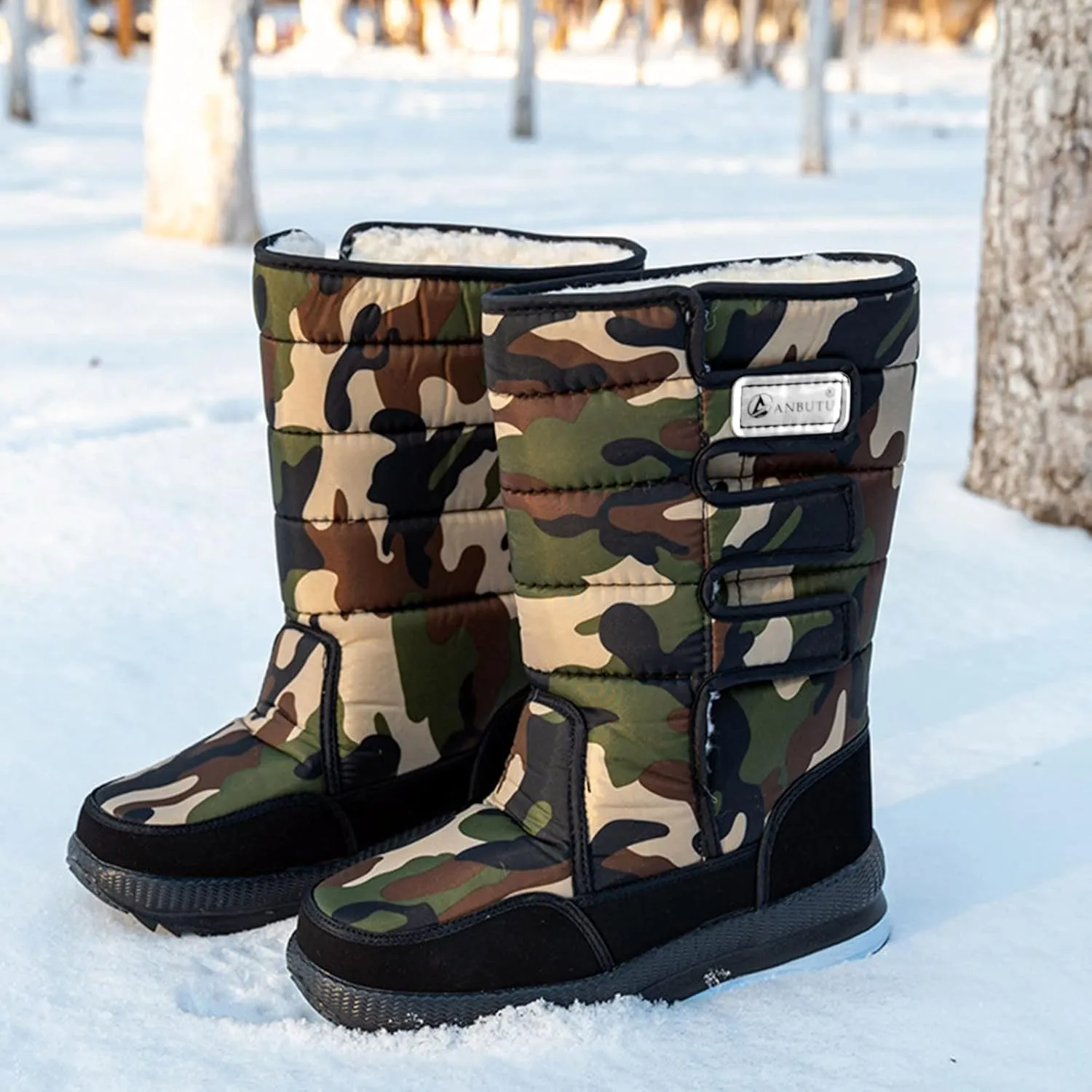 Mens Couple Boots Winter Warm and Cold Splash Proof Water Hook Loop Plush Thickened Snow Boots Mens Size 16 Snow Boots