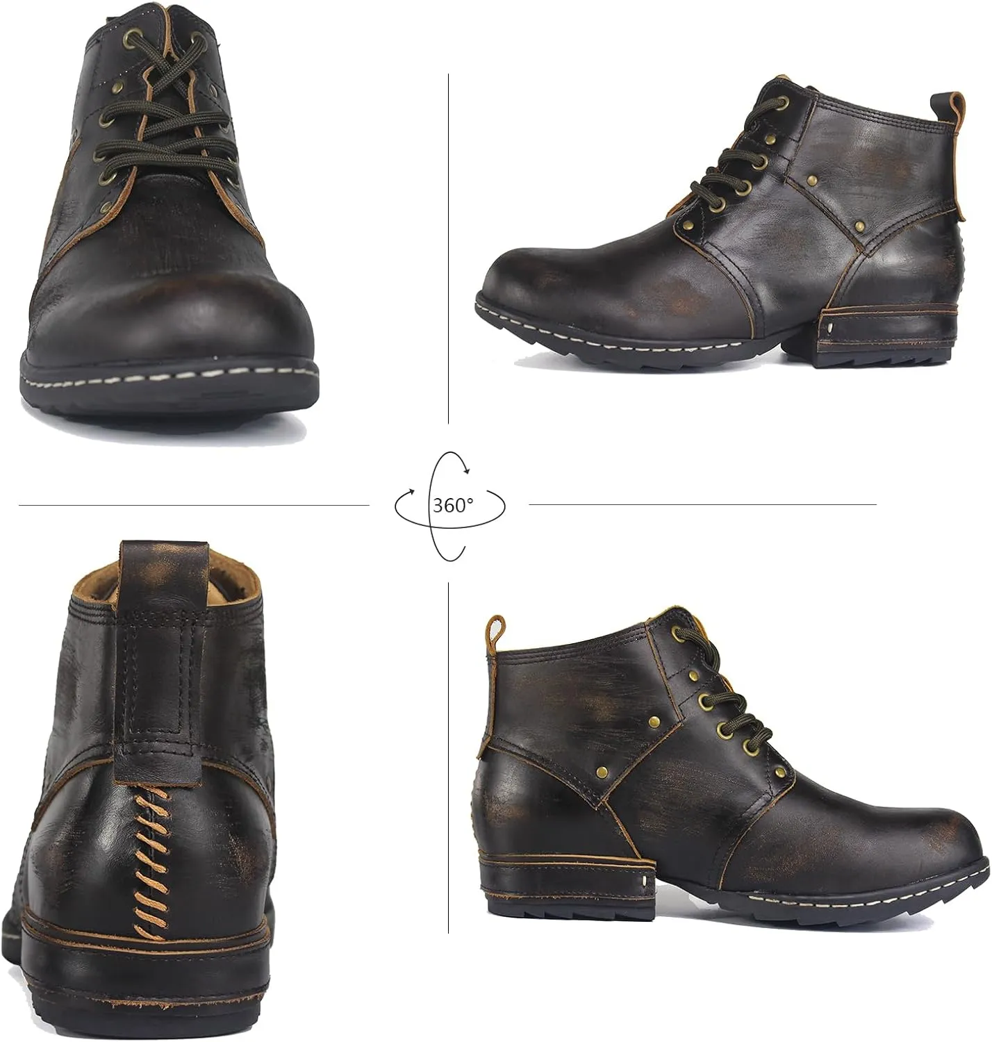 Mens Dress Boots Casual Oxfords Ankle Lace up Shoes Fashion Leather Chukka Business Boot AF001-2